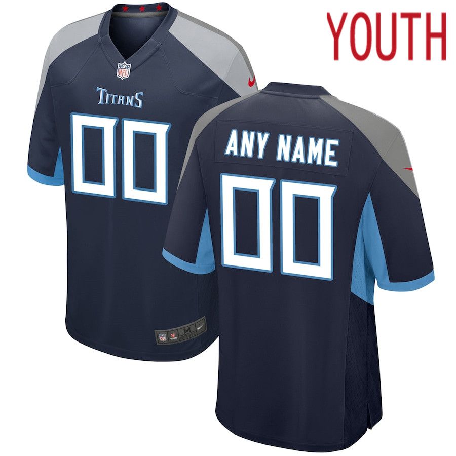 Youth Tennessee Titans Navy Nike Custom Game NFL Jersey